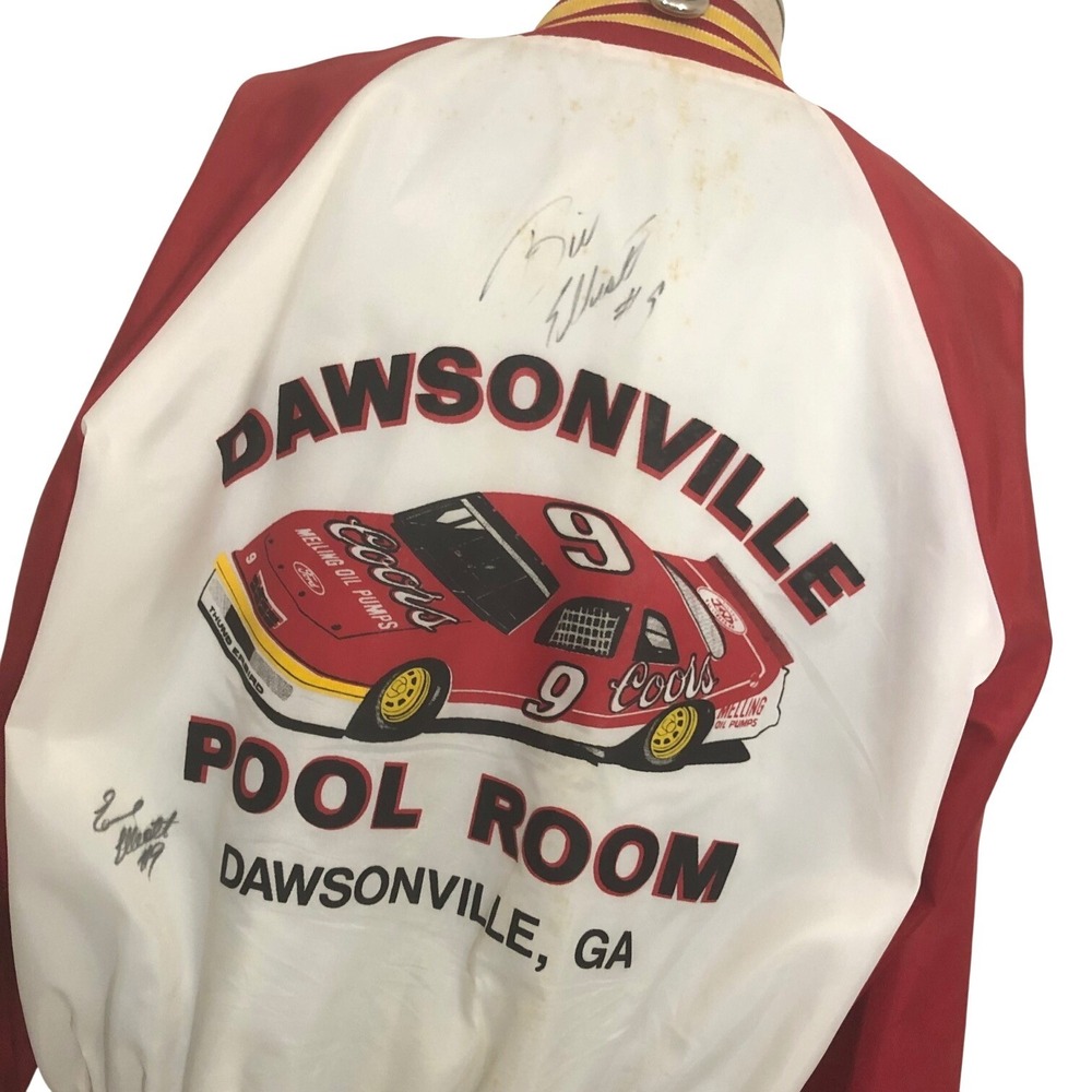 Vintage Bill Elliott SIGNED Racing Jacket NASCAR Dawsonville Pool Room 80s M‎